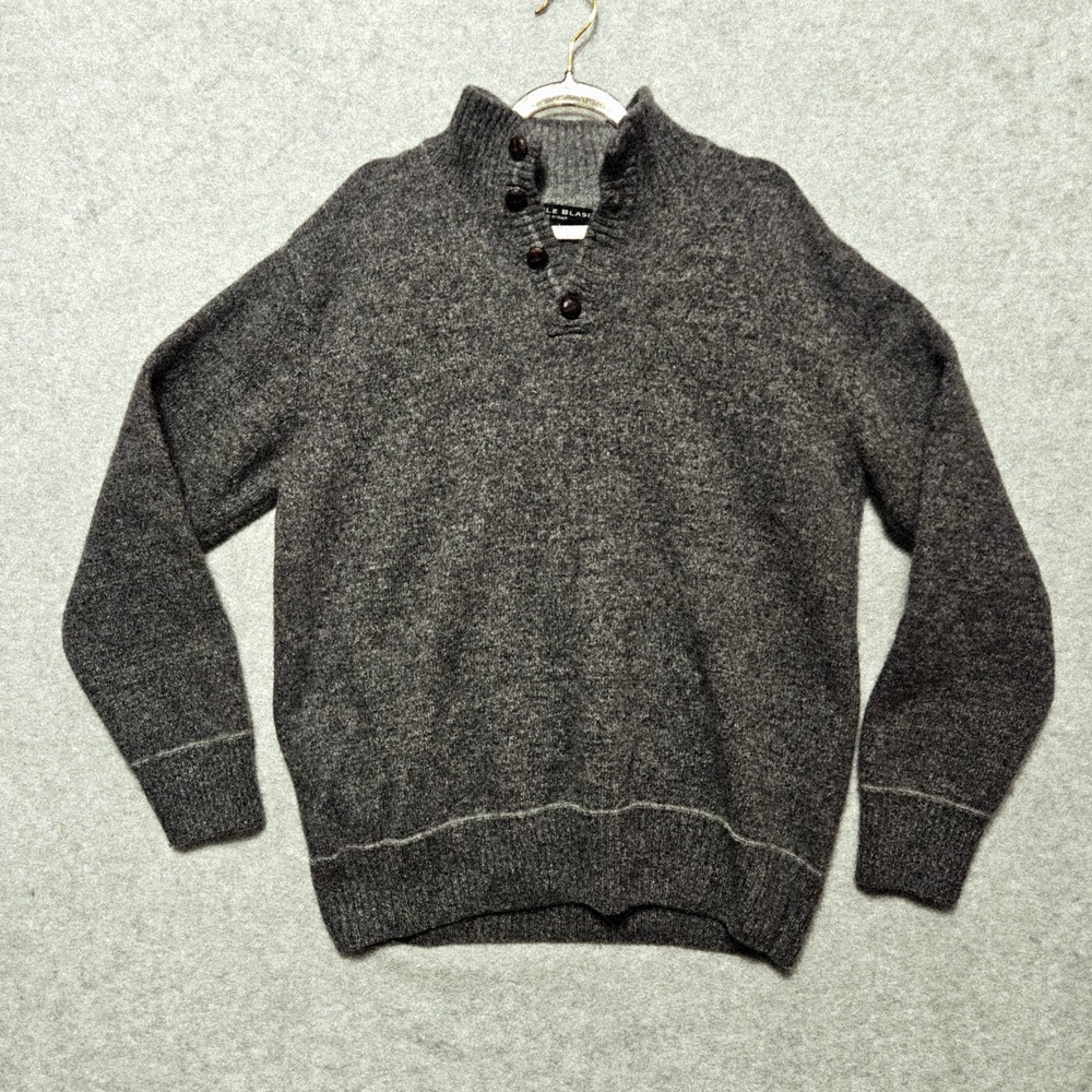 Daniele Blasi Mens‎ L Gray Wool Blend Mock Neck Button Sweater Made in Italy